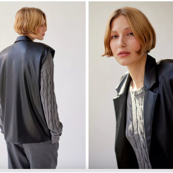 Native Youth Ian Vegan Black Leather Gilet Vest - Large - Picture 5 of 9